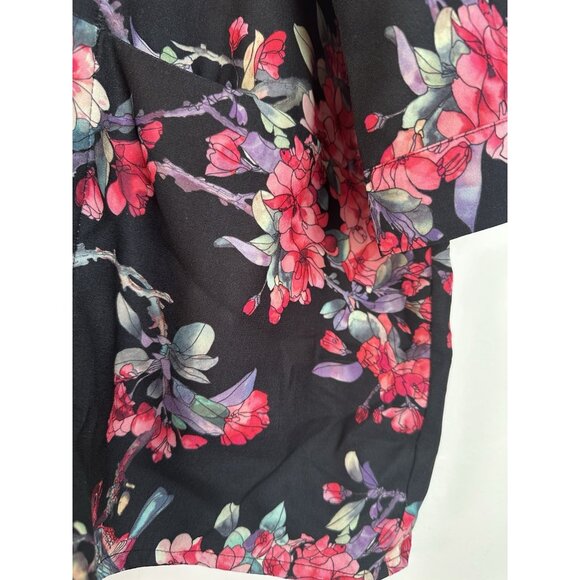 Lindex Kimono Jacket Black Floral Boho - Picture 6 of 9
